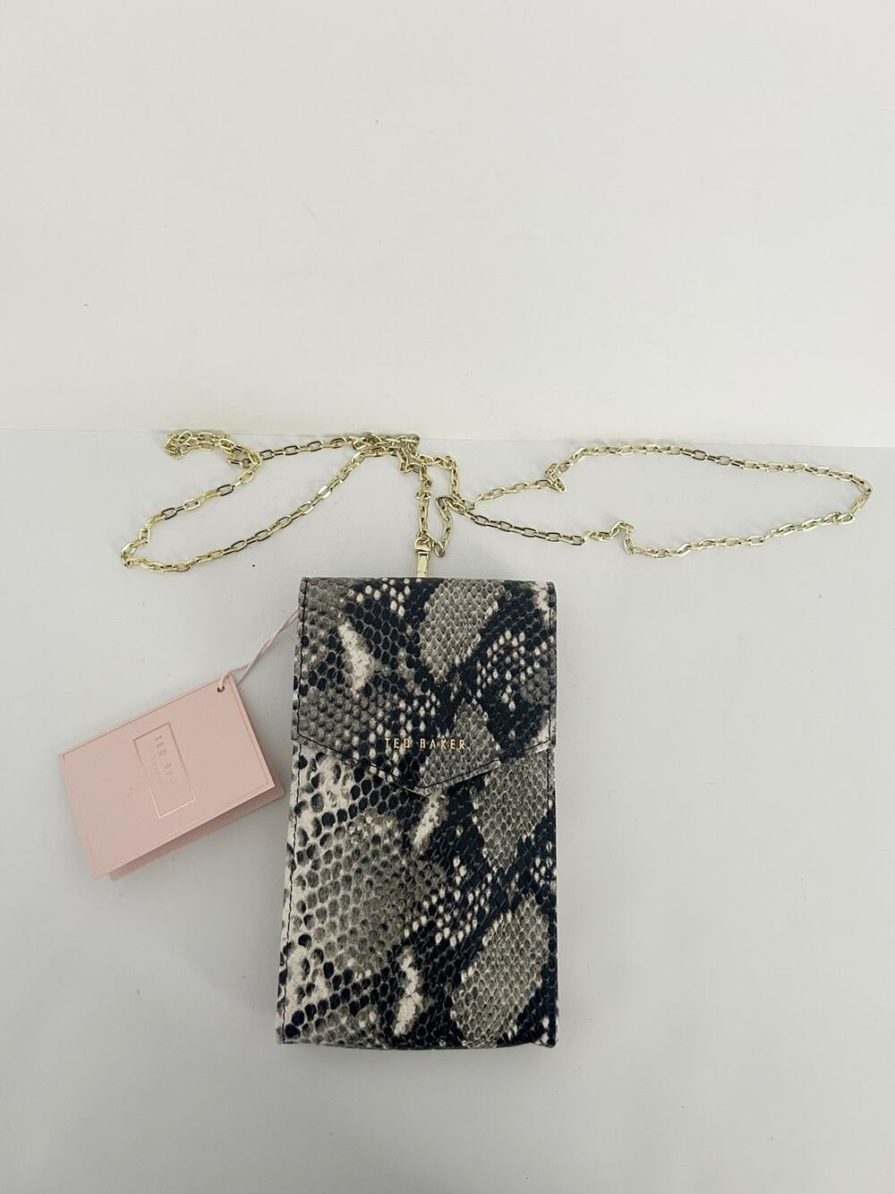 TED BAKER EXOTIC LEATHER PHONE POUCH ON A CHAIN